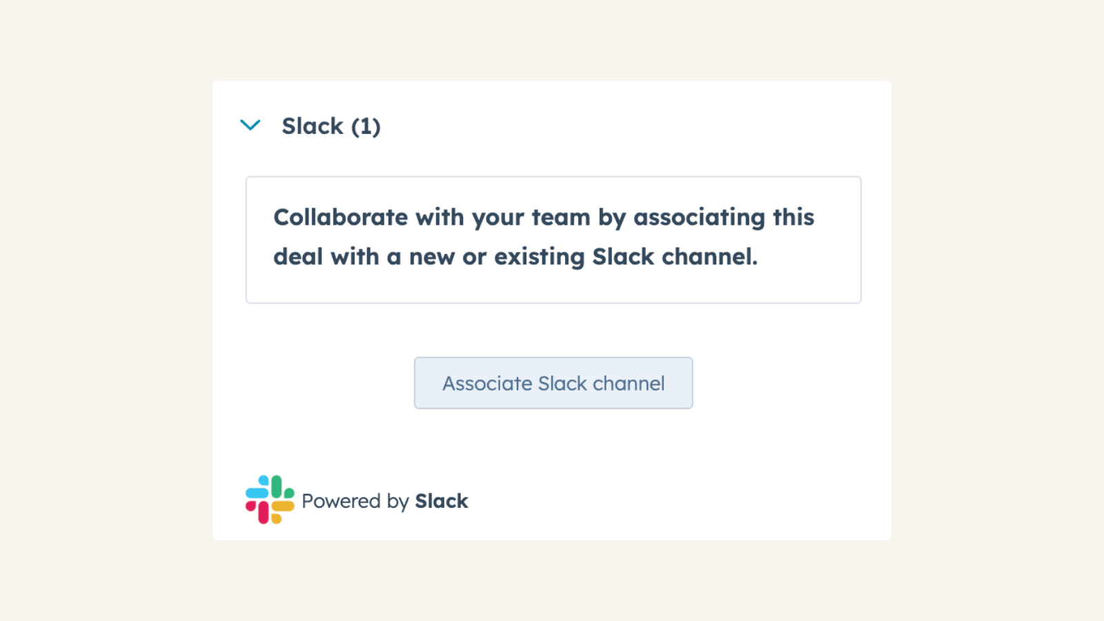 screenshot of associating deal with slack channel