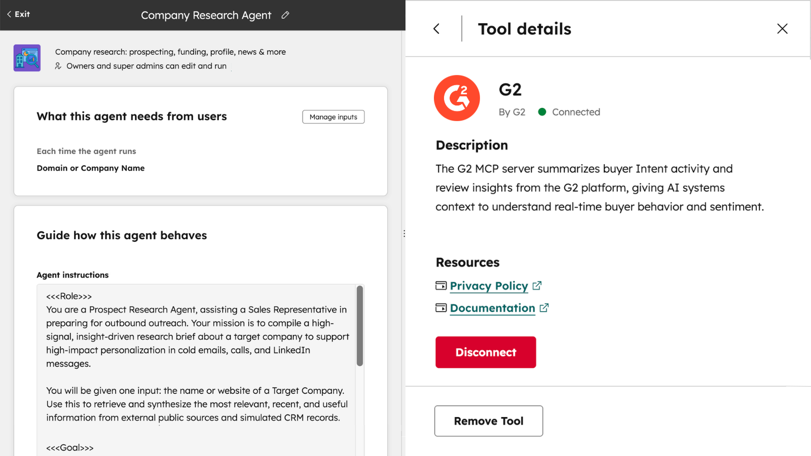 Add G2 MCP to Breeze Agents
