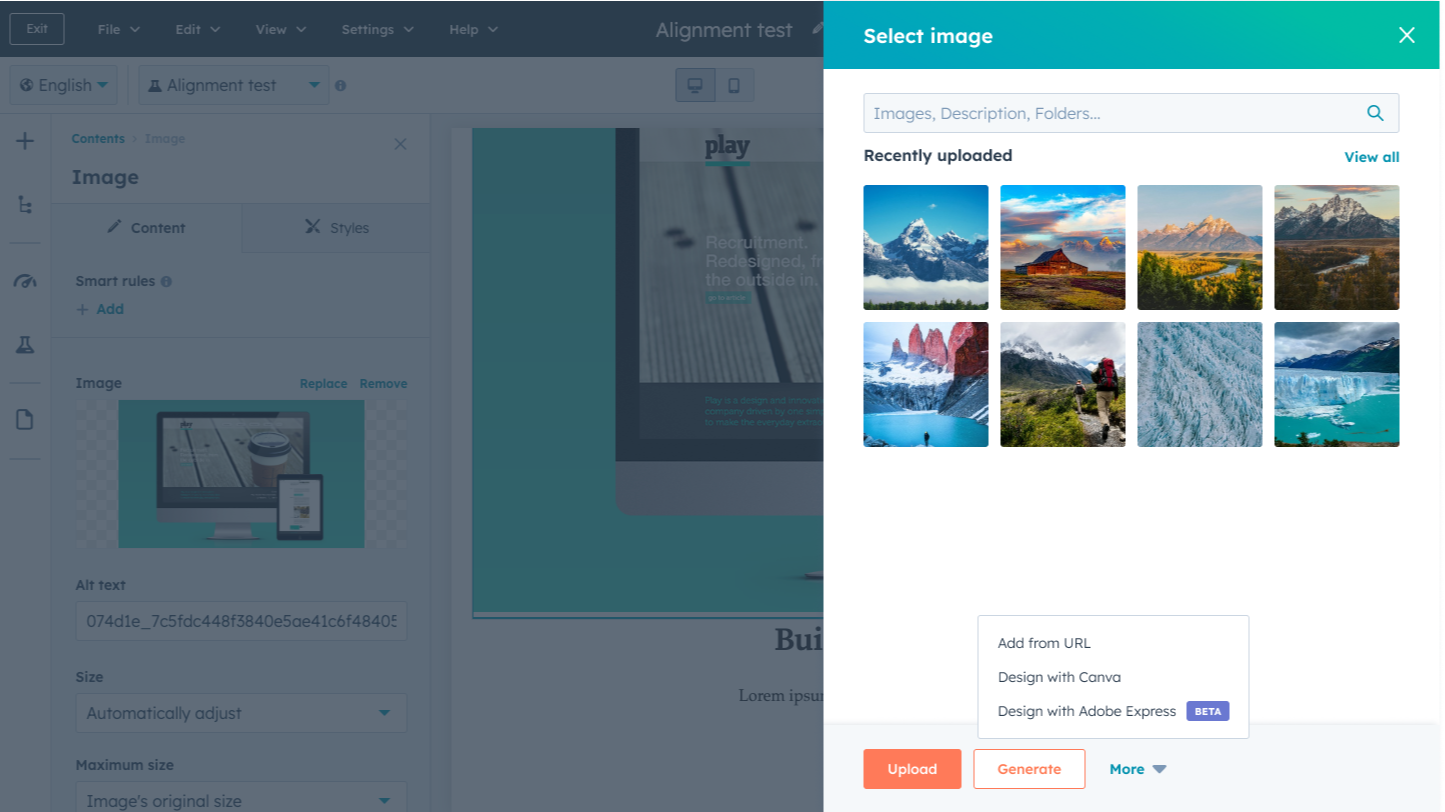 Use Adobe Express to create new designs for your HubSpot content