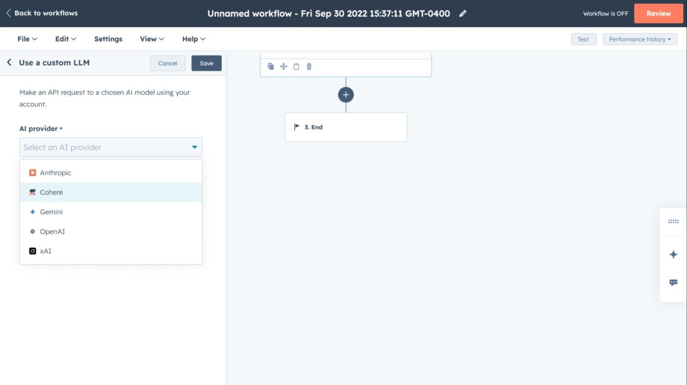 Connect your Cohere account to Use Custom LLM workflow action