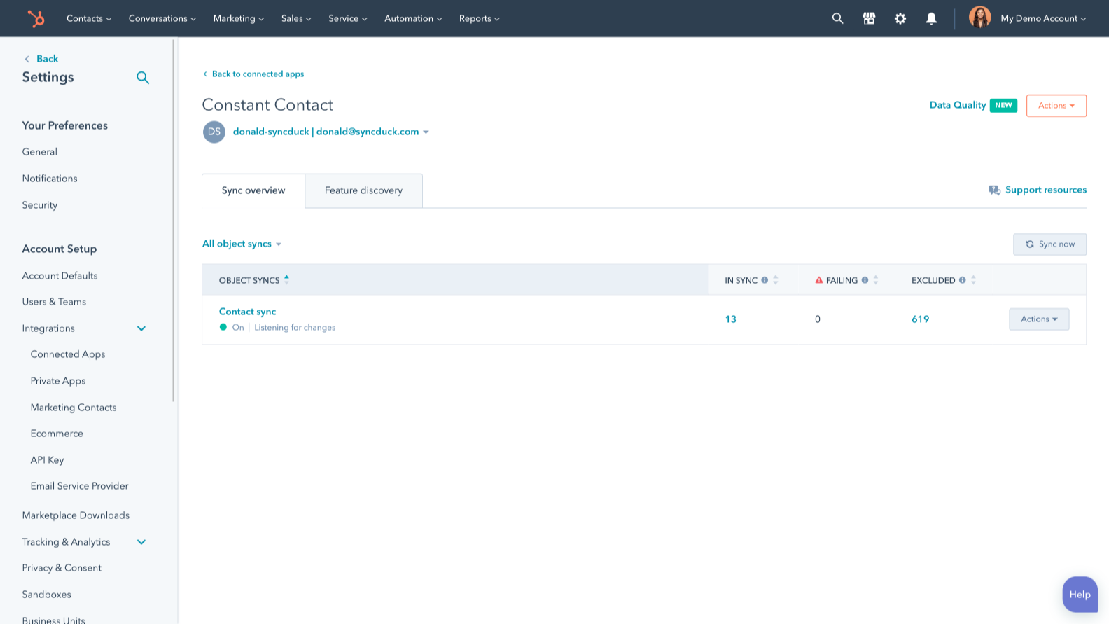 Sync Constant Contact and HubSpot data