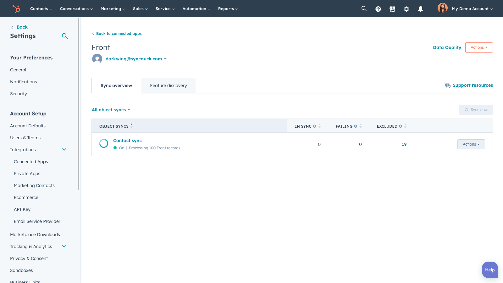 Sync Front and HubSpot data