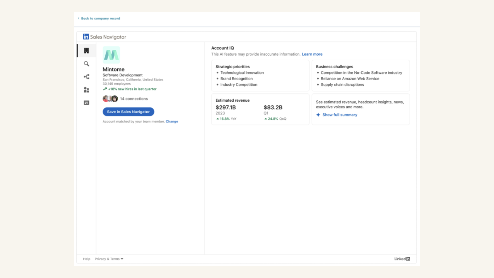 screenshot of account IQ