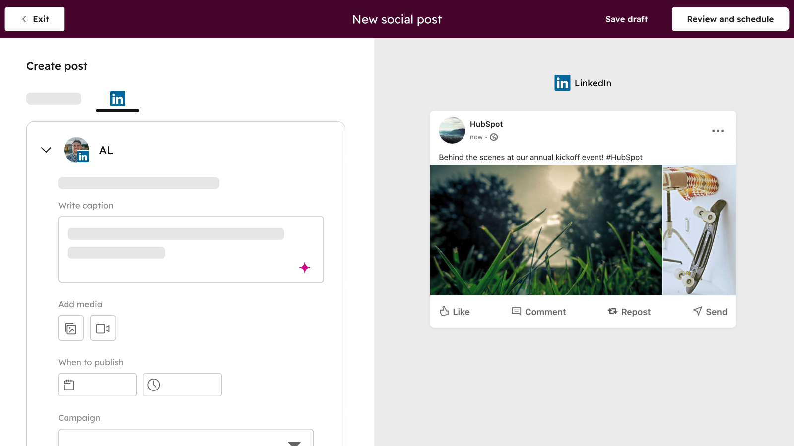 Publish LinkedIn posts directly from HubSpot