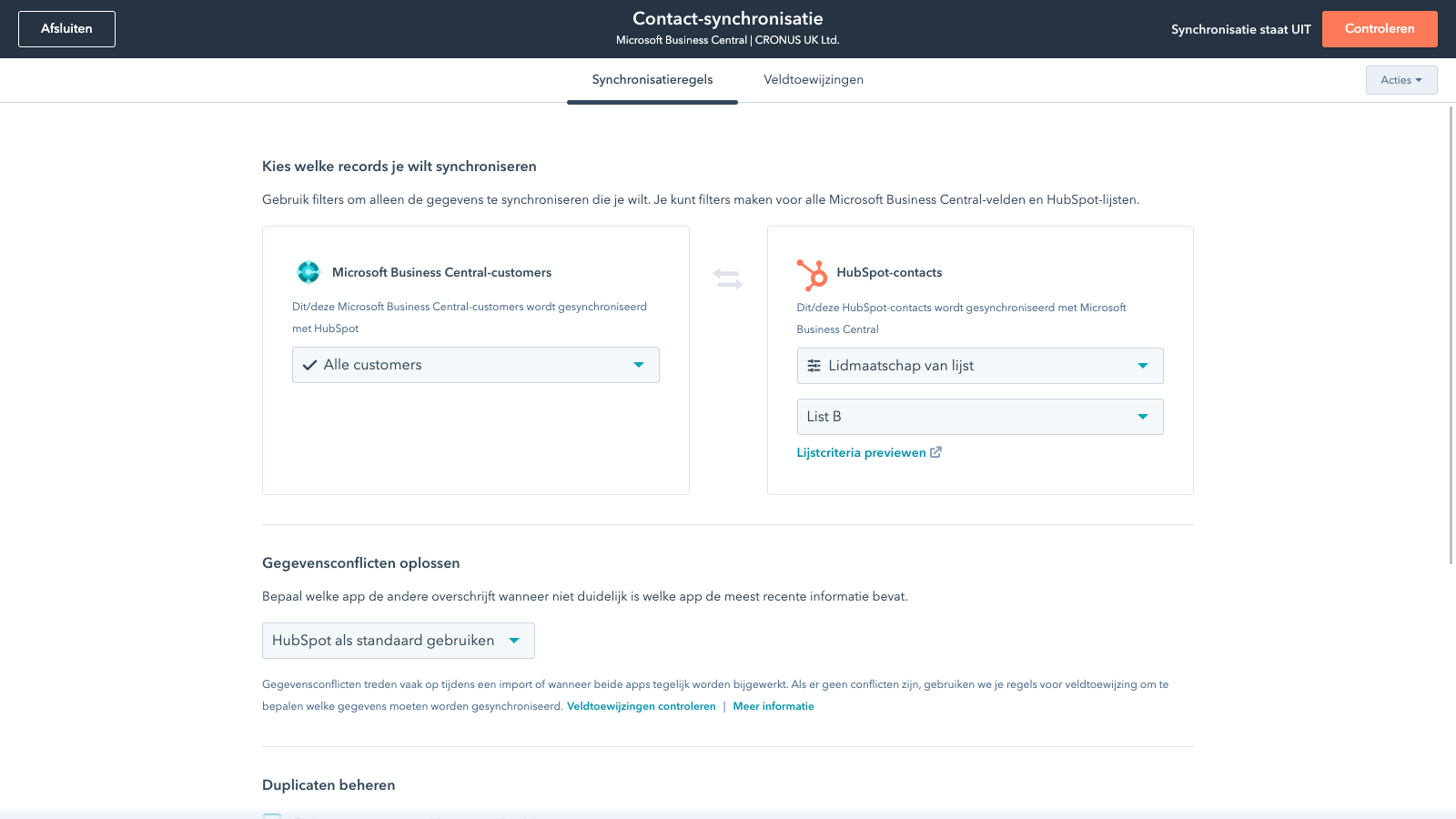 De synchronisatie draait op de achtergrond om je databases up-to-date te houden