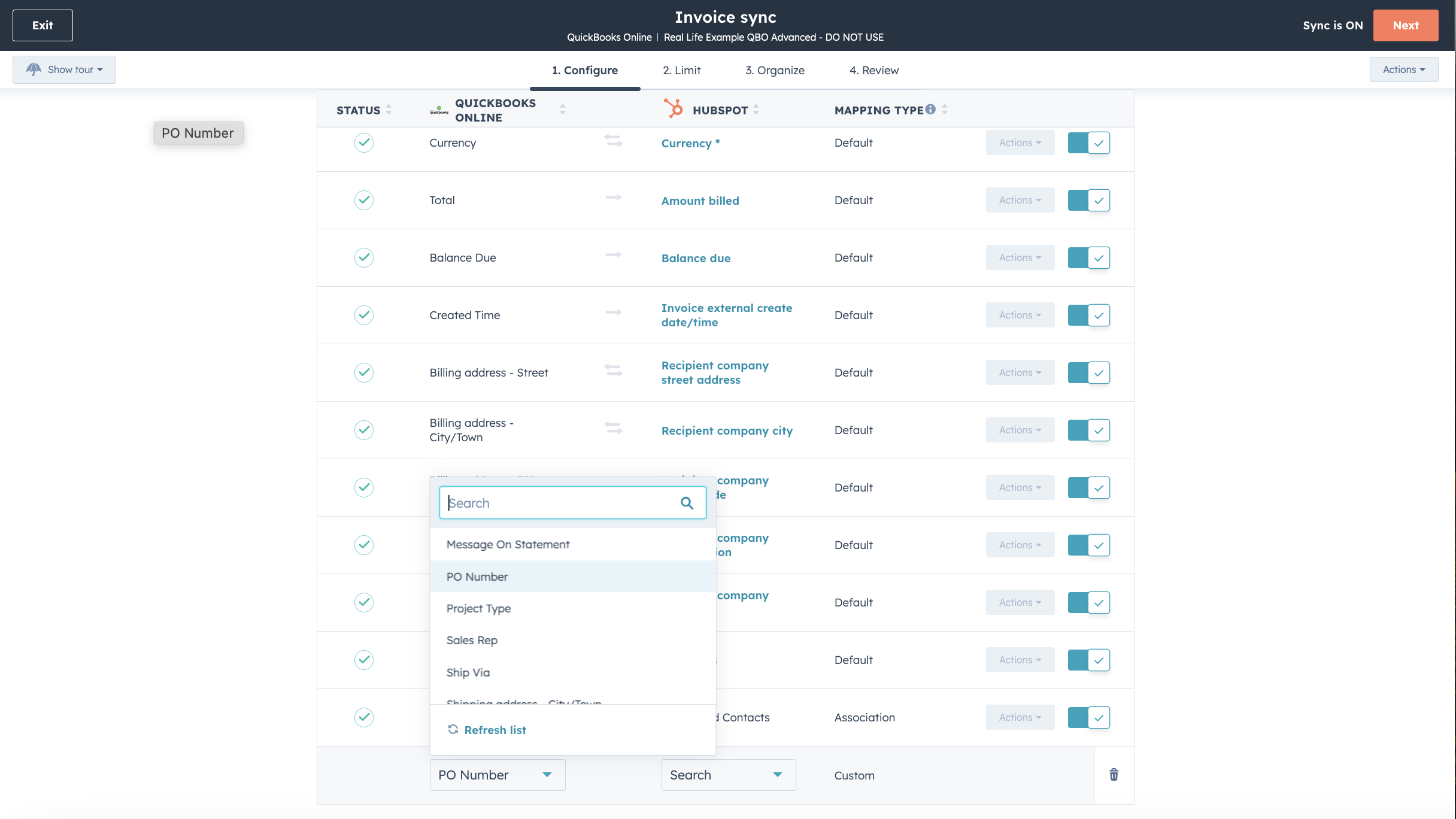 Customize your field mappings