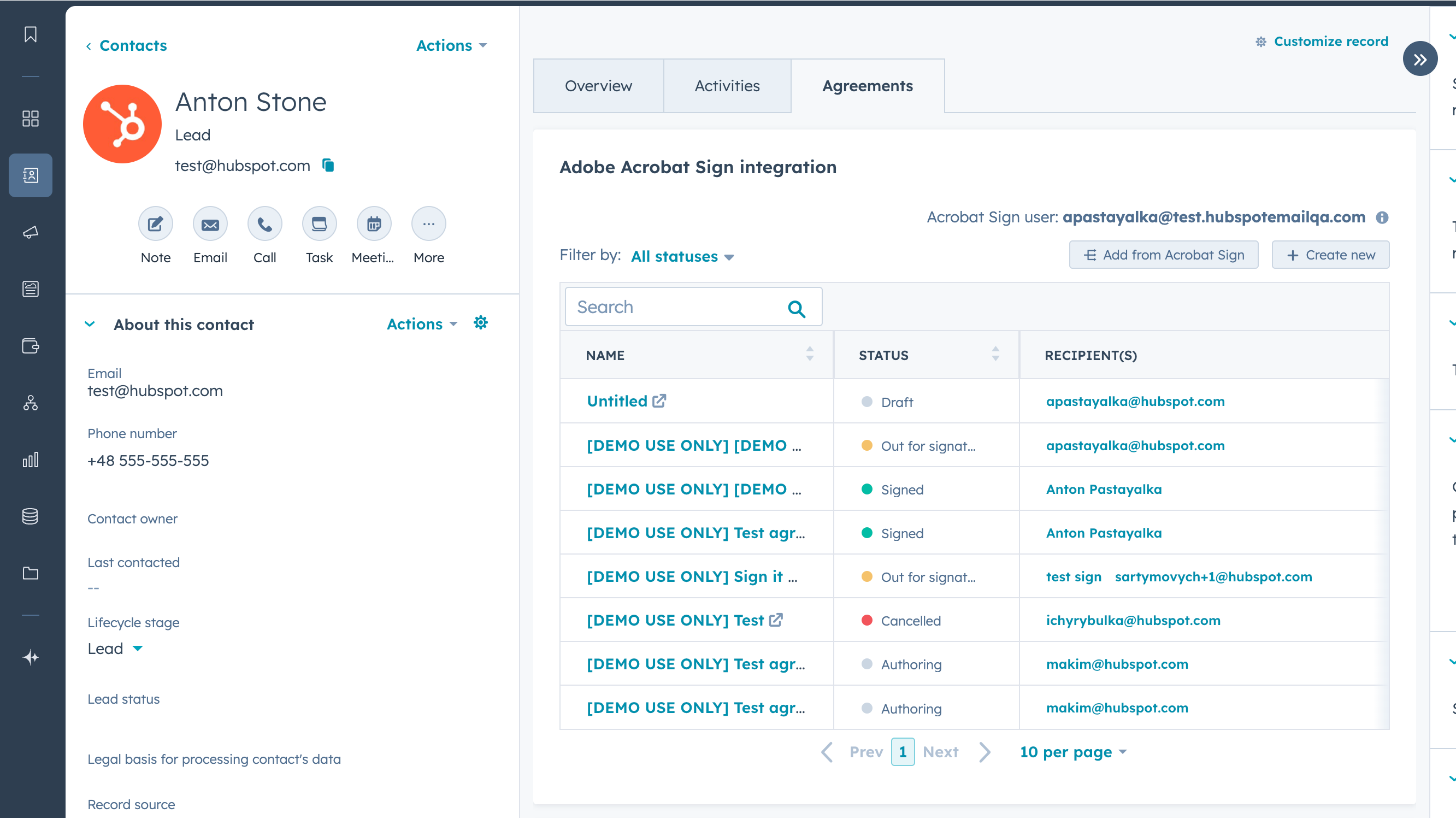 Manage agreements from any CRM records