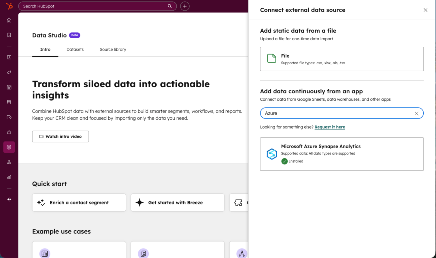 External source in Data Studio