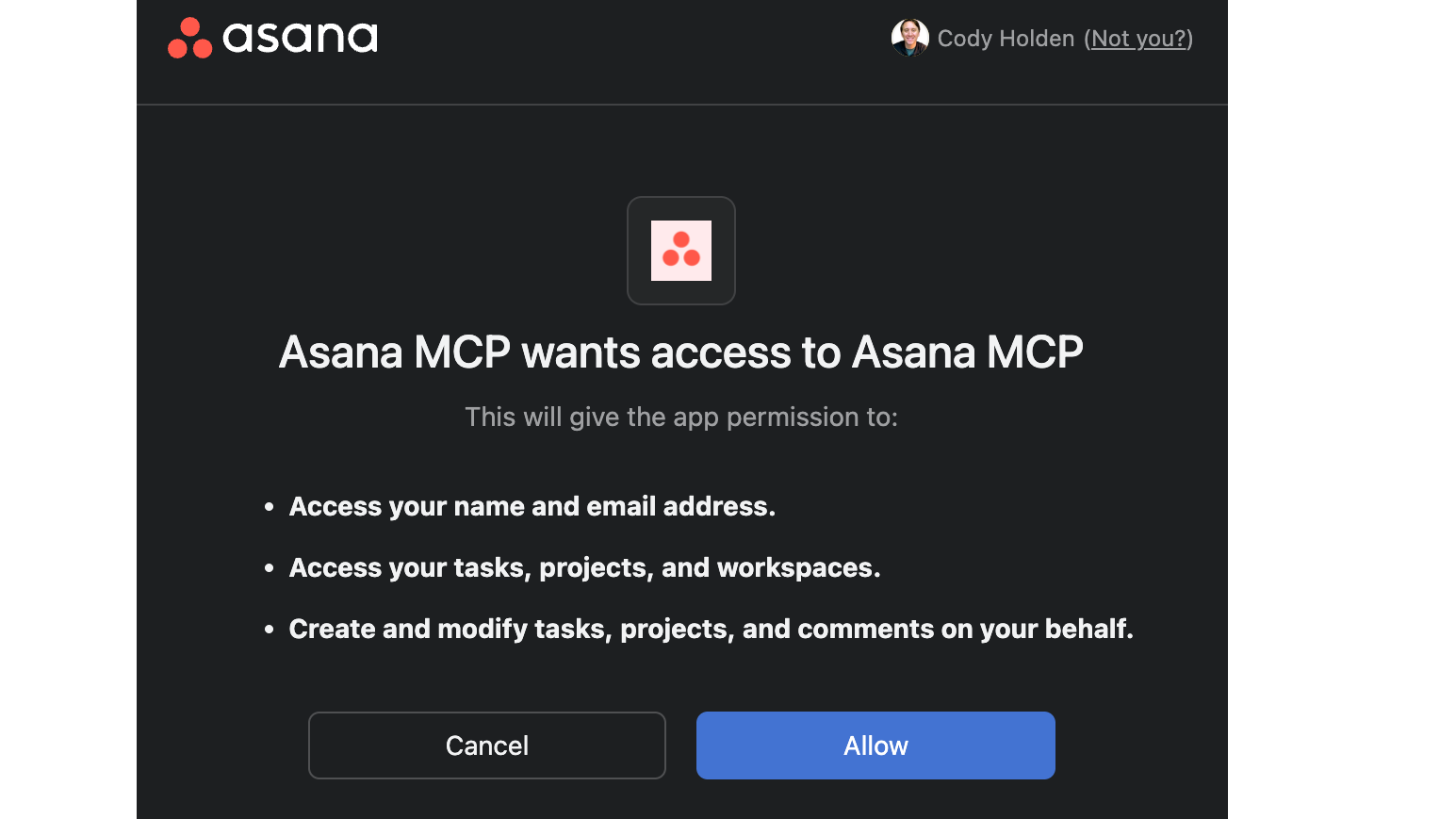 Connecting Asana MCP