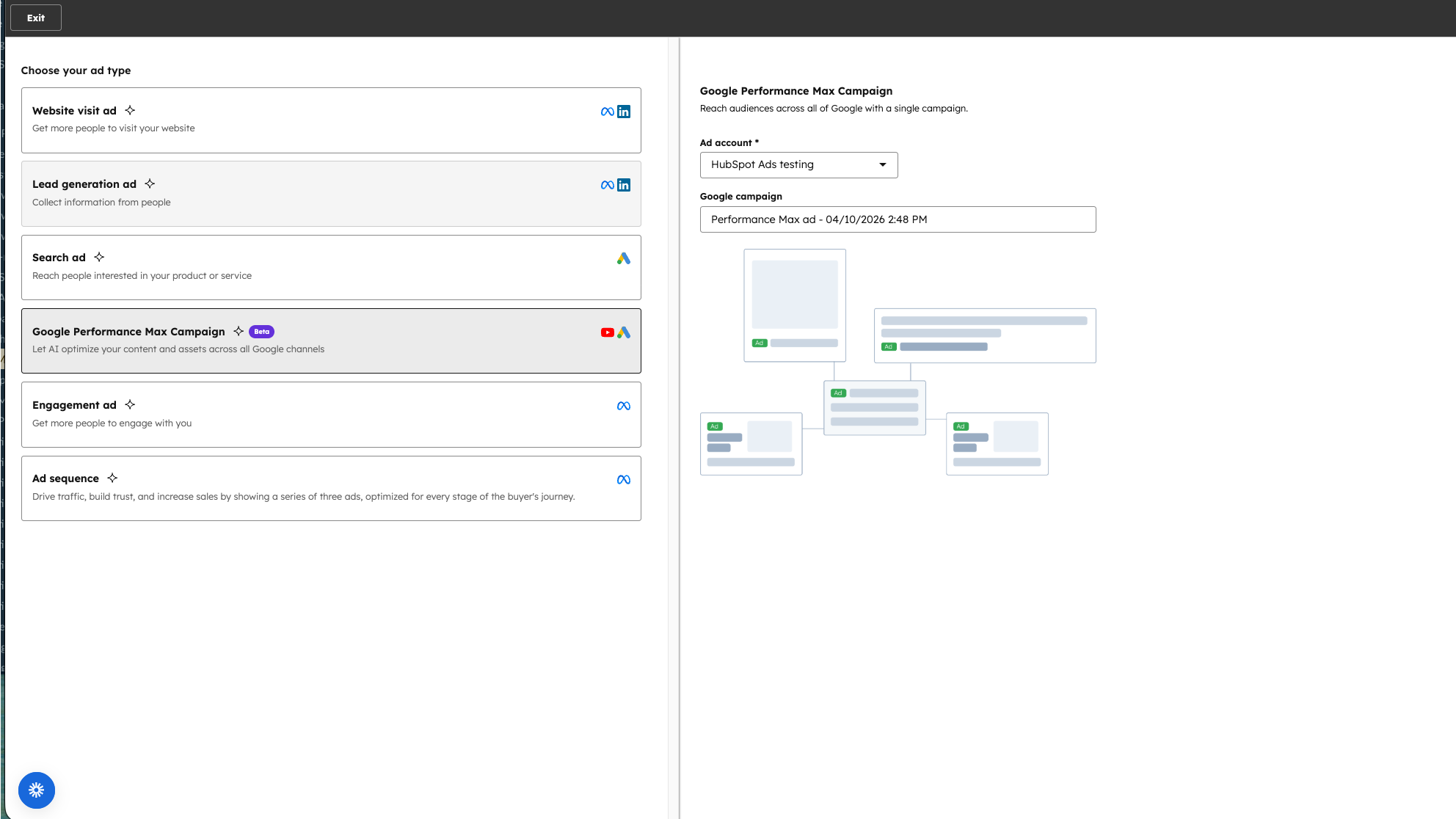 Create Performance Max ads right from HubSpot.