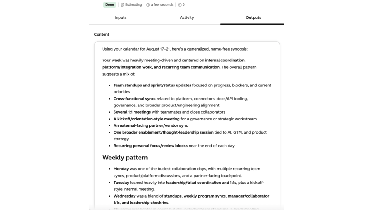 Agent-driven Calendar Summaries