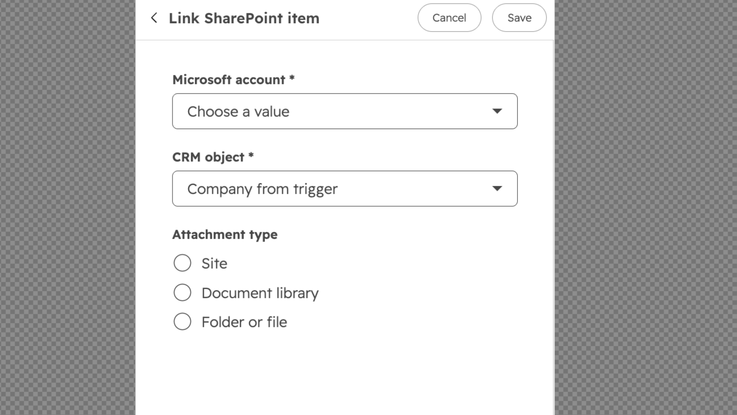 Link item Workflow action