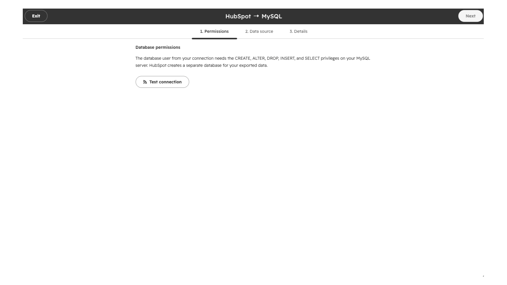 Export to MySQL database