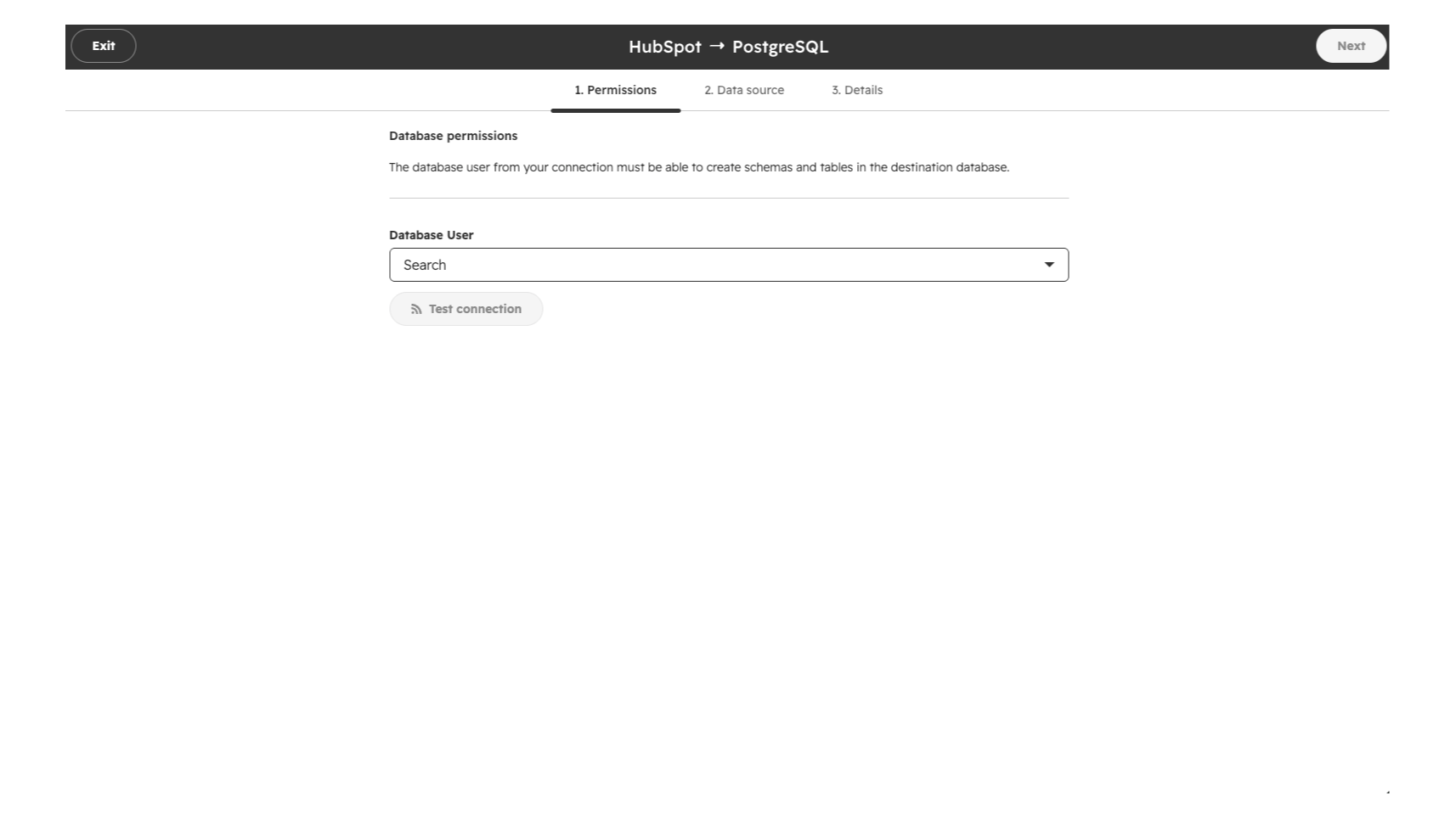 Export to PostgreSQL database