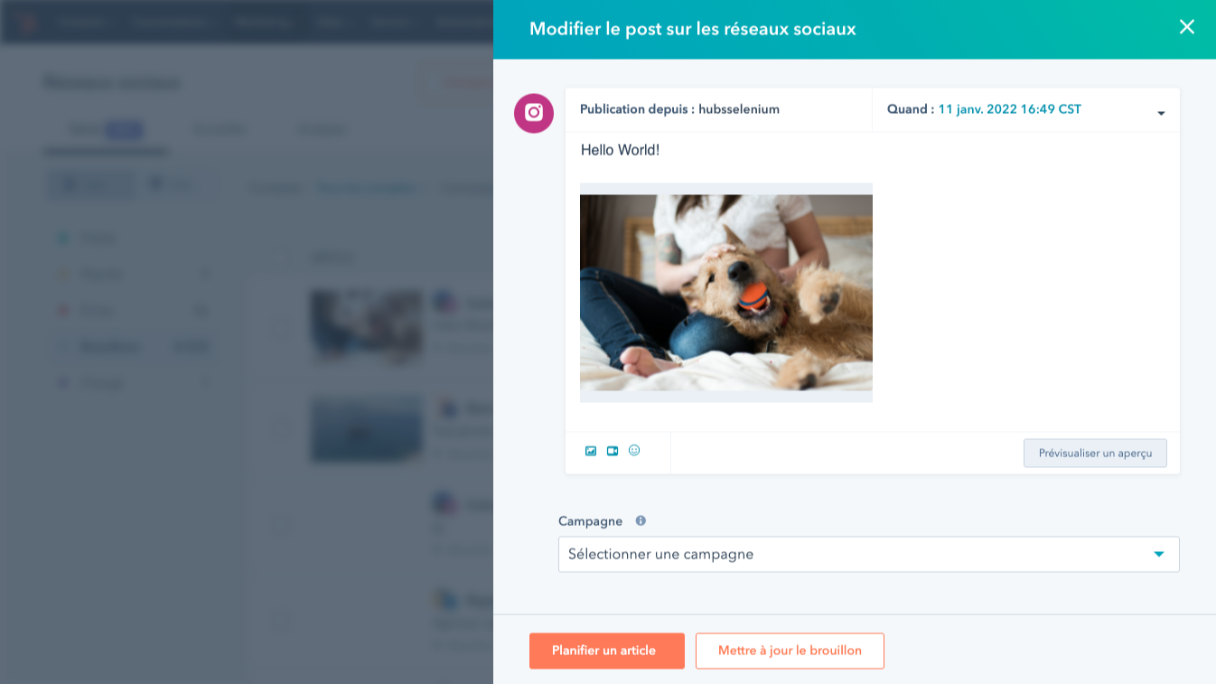 Gérez votre présence Instagram dans HubSpot