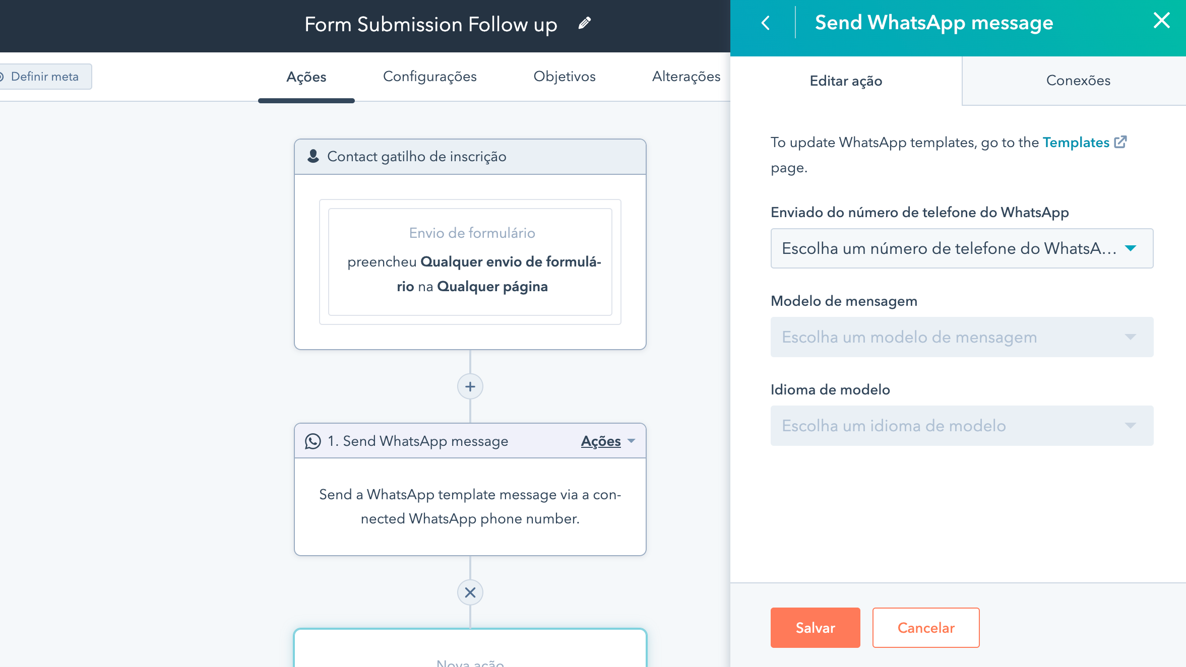 Automatize e personalize mensagens por meio de fluxos de trabalho.