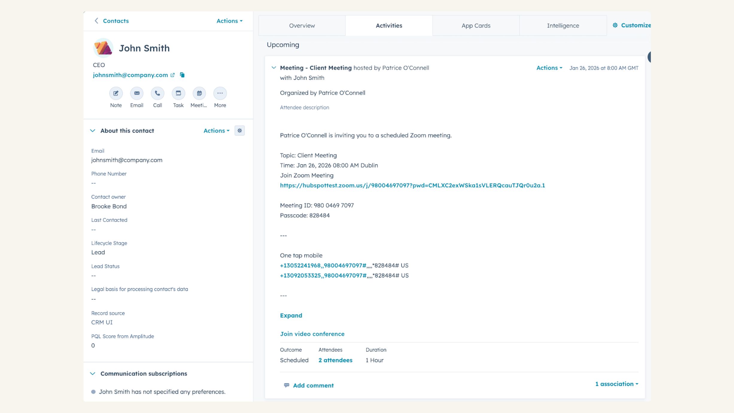 screenshot of meeting invite