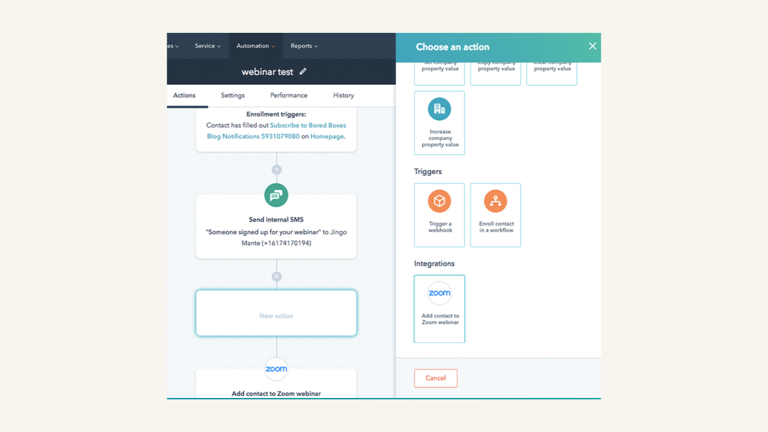 screenshot of workflow using Zoom