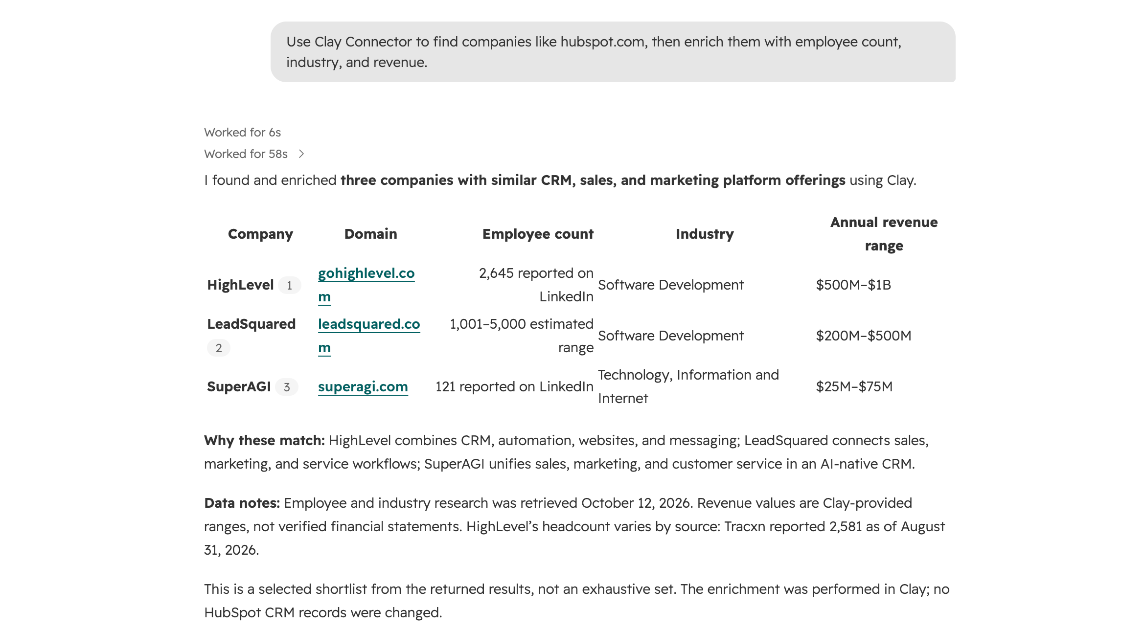 Company enrichment