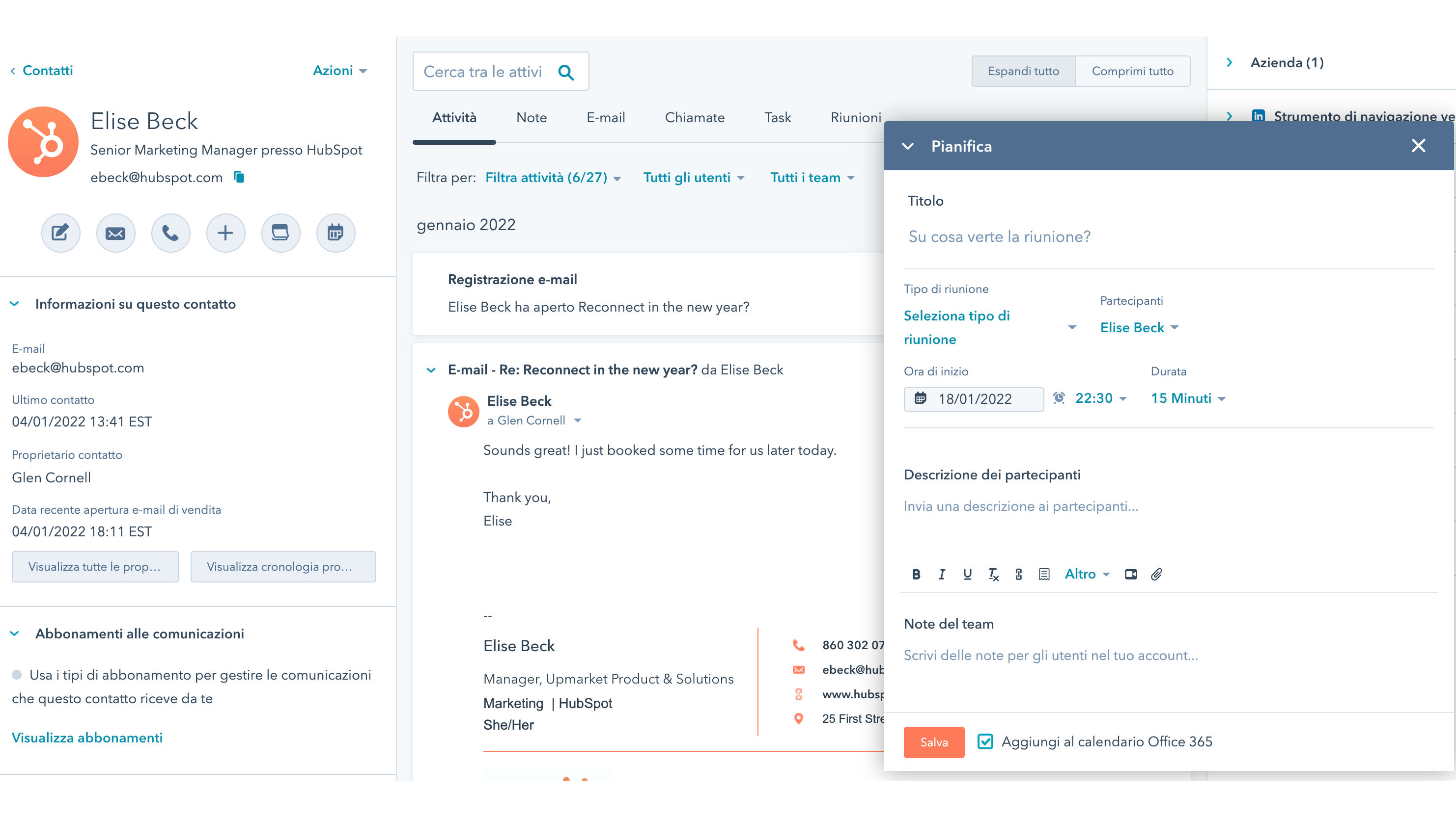 Connetti il calendario a HubSpot