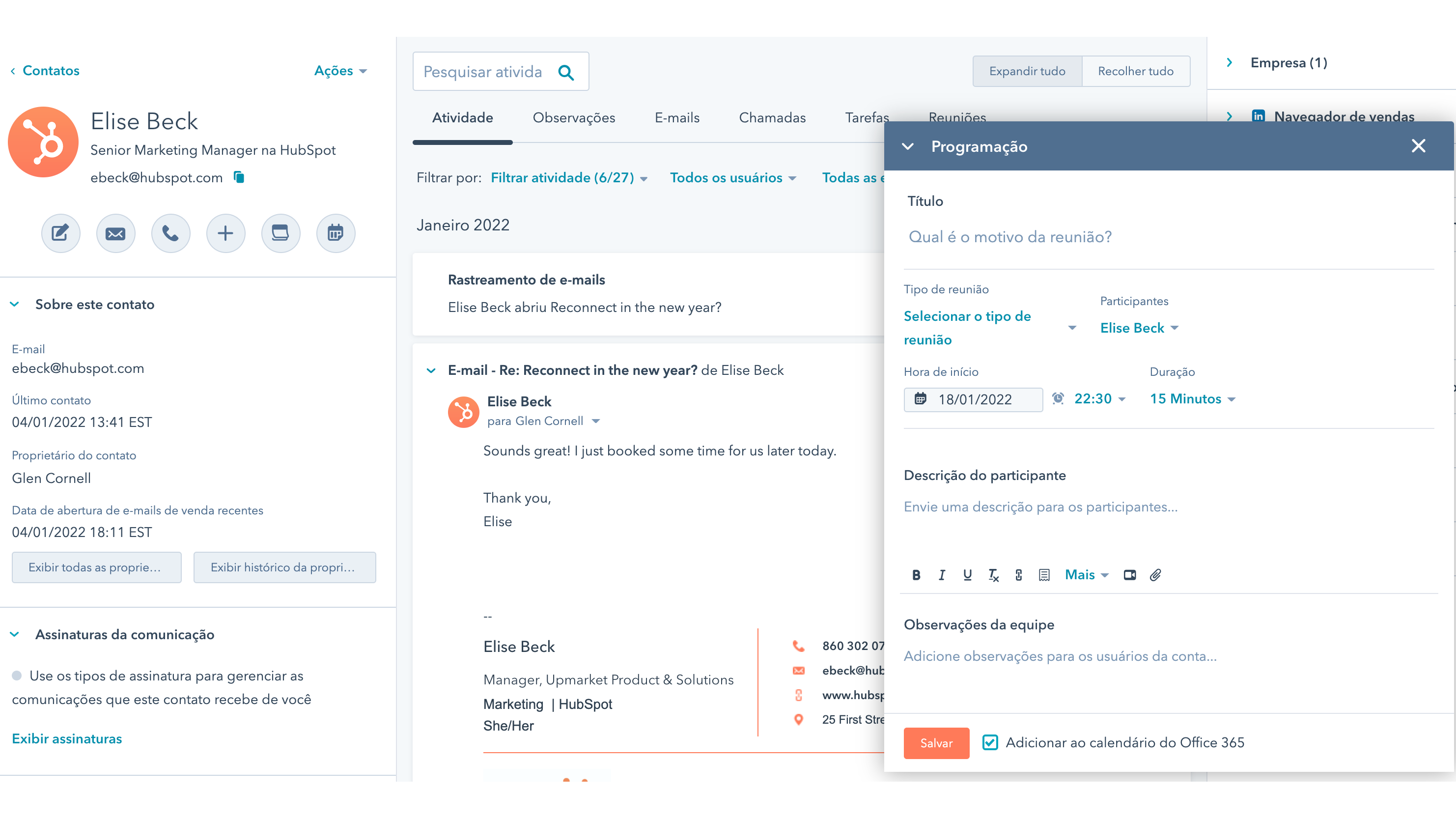 Conectar o seu calendário ao HubSpot
