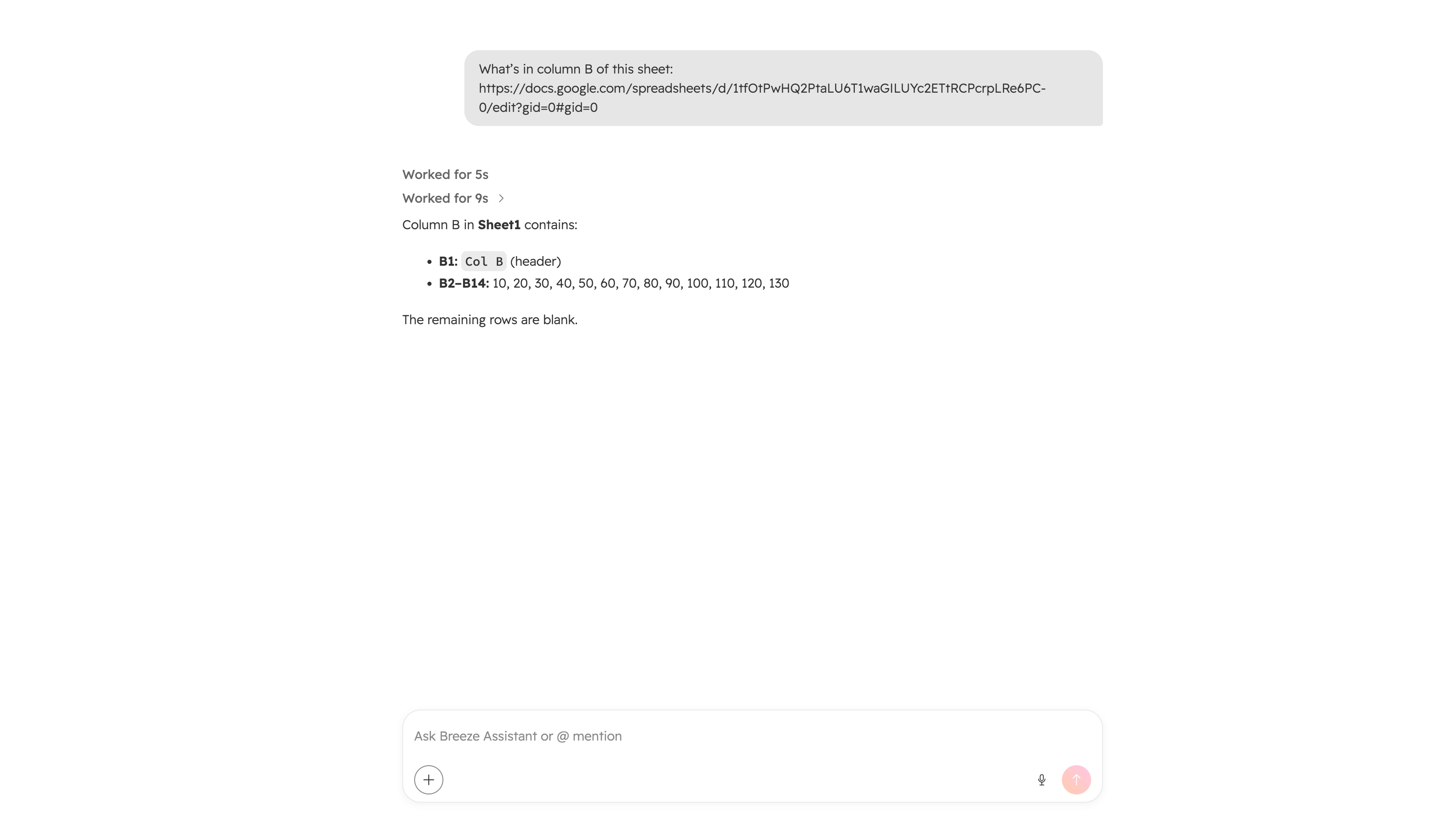 Read spreadsheet data