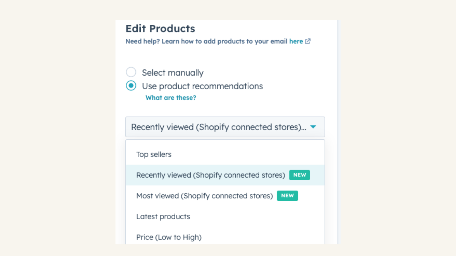 screenshot of email personalization using Shopify store insights